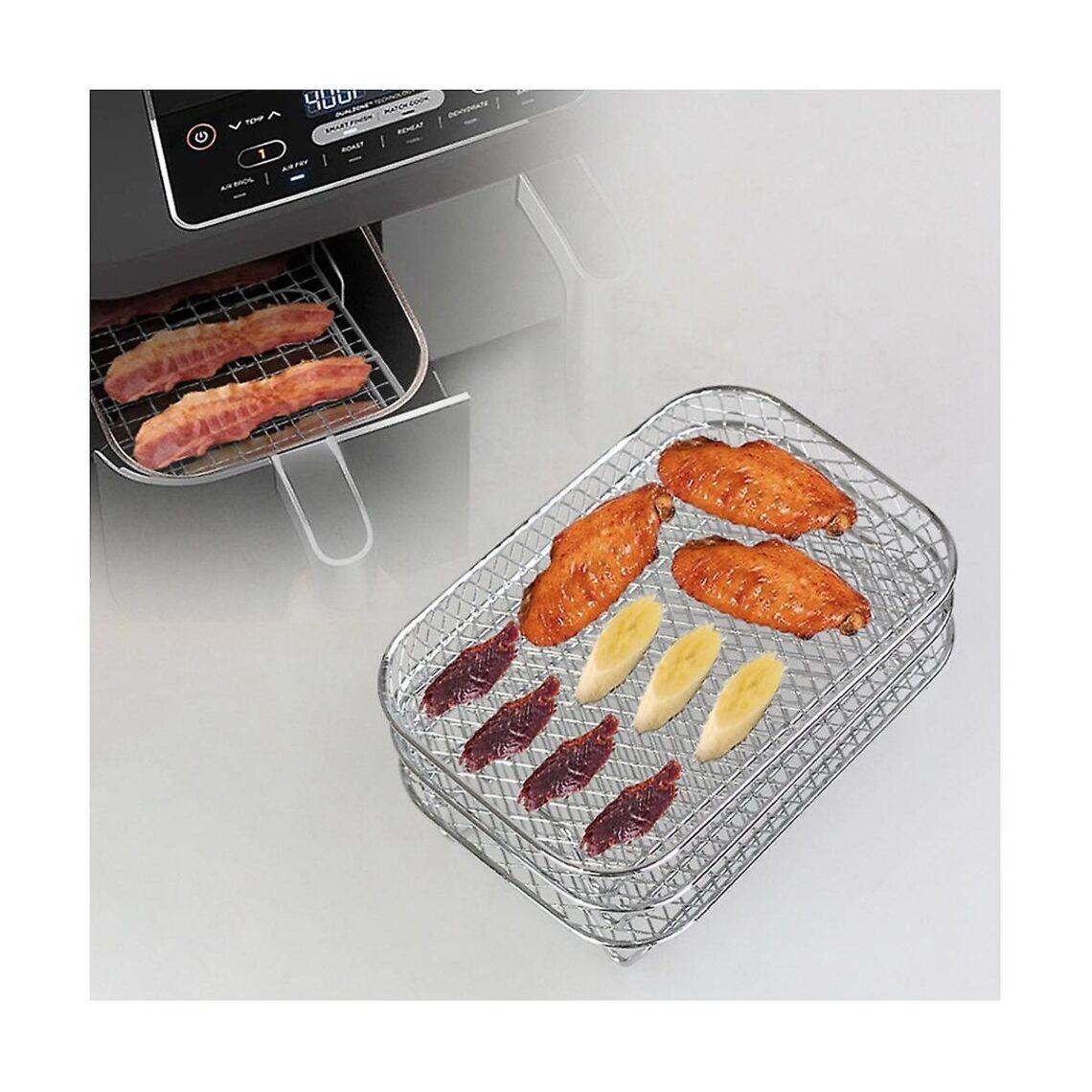 YUEMING Air Fryer Rack for Ninja Dual Basket, 3 Layers Stainless Steel ...